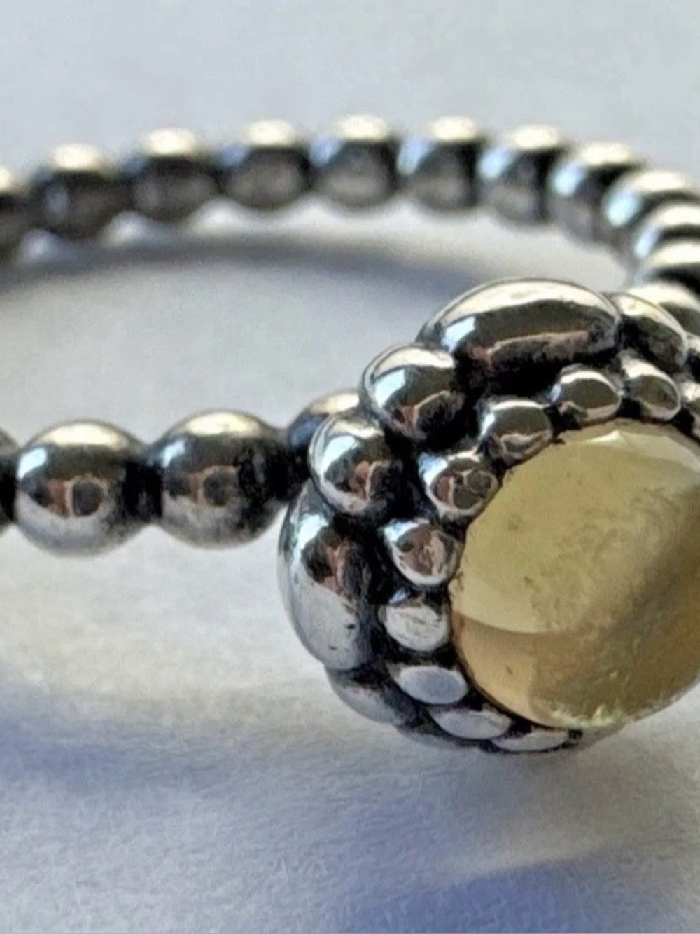 Pandora Birthday Blooms November  Citrine Beaded Silver Ring